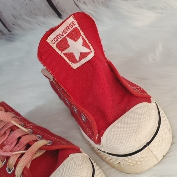 Vintage 1960s 1970s CONVERSE FASTBREAK Red Canvas Low Top Onestar Sneakers Sz 1 - Picture 4 of 17